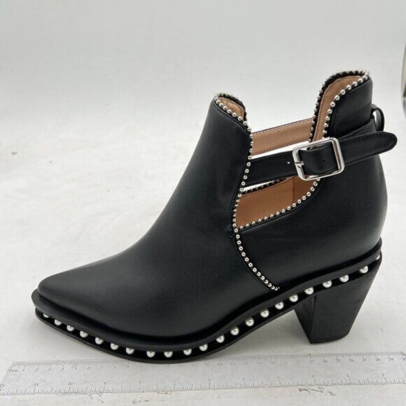 YDN Black Ankle Boots with Silver Accents - Picture 2 of 8